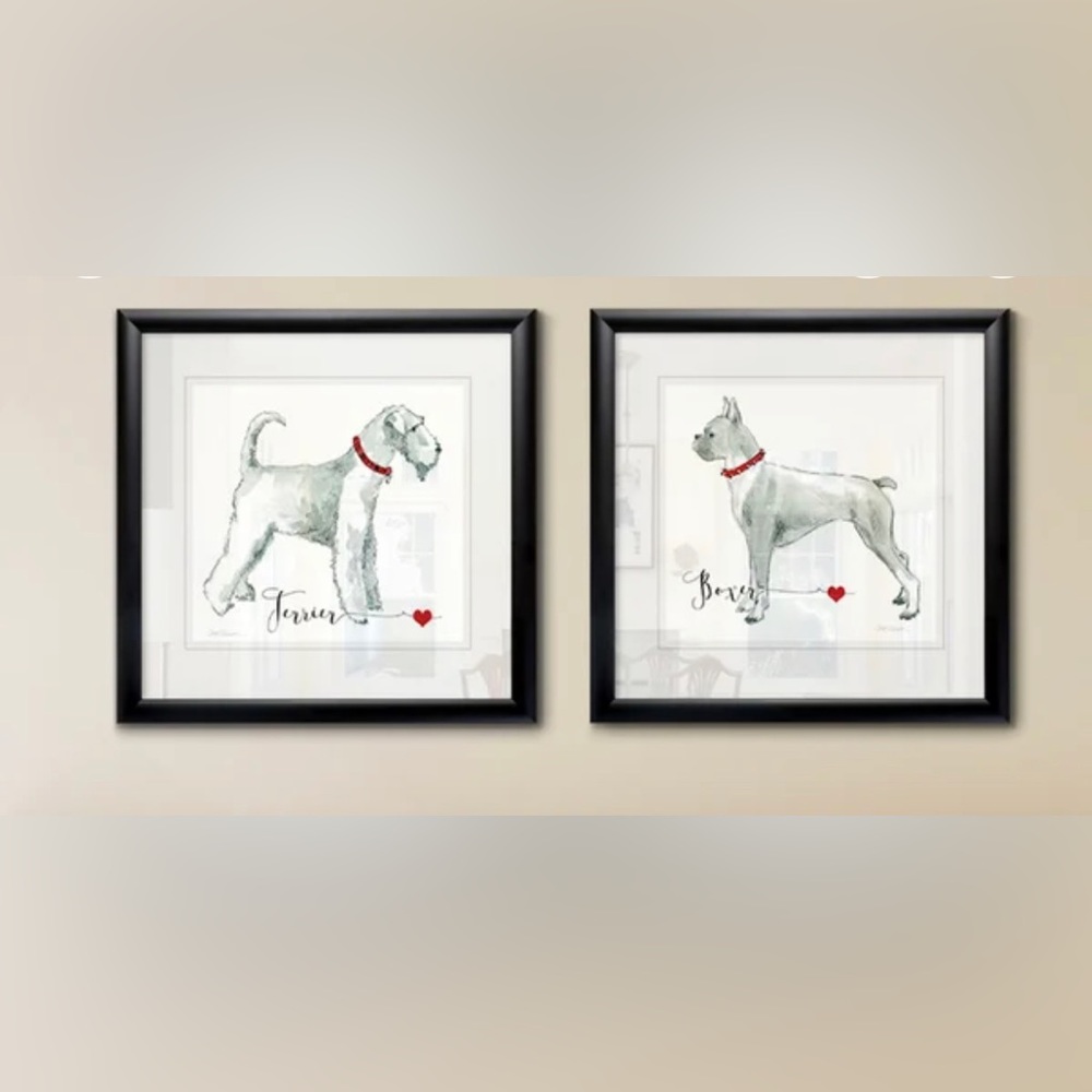 NIB Set of TWO Beautiful Framed Dog Prints “Must Love Terriers”